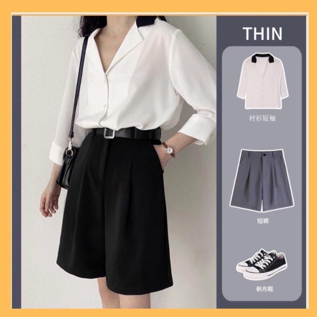 Quần Lửng Nữ Ống Rộng Hàn Quốc LyLy Quần Sooc Đùi Lửng Culottes Ngố Màu Đen Đẹp Mặc Nhà Vải Thun Tuyết Mưa QD006 | BigBuy360 - bigbuy360.vn