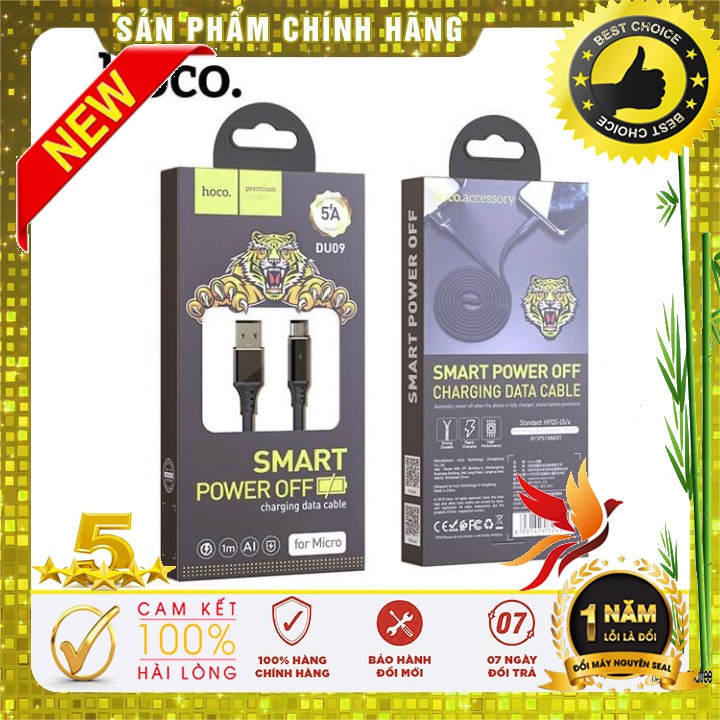 Cáp sạc nhanh HOCO DU09 MicroUSB/Type-C (Dây dù 1m tự ngắt, 5.0A)