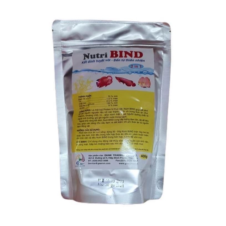 Chất kết dính Nutri Bind (gói Zin 400g) đến từ thiên nhiên trộn tôm tim bò cho cá cảnh và Vitamin