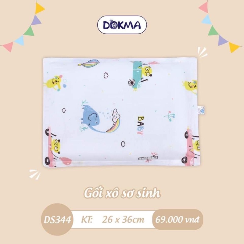 Gối Xô Dokma DS344 ( không có lõm) mỏng dùng cho Bé Sơ Sinh, Mềm Mịn, Thấm Hút Mồ Hôi