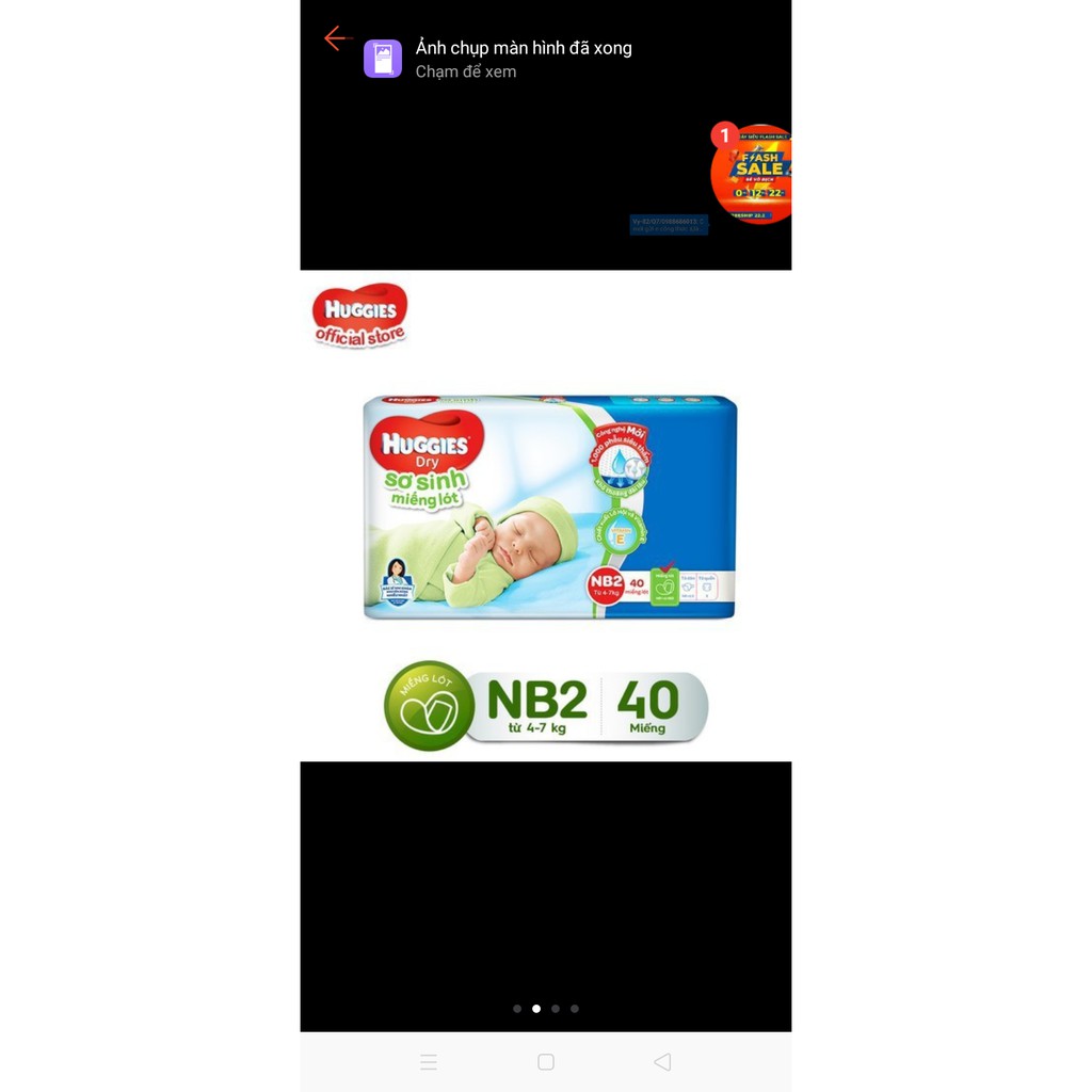 Miếng lót sơ sinh Huggies NB2 40 miếng