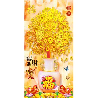 [Xưởng Tranh] [Nhiều mẫu] Tranh Cây tiền hoa mai - hoa đào tài lộc thịnh vượng, Decal dán tường hiện đại (tích hợp sẵ