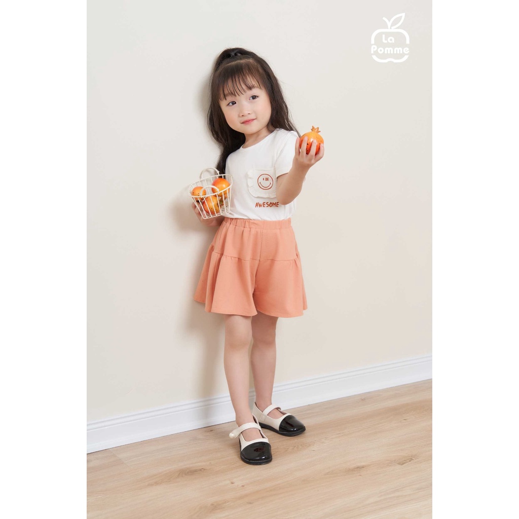 Bộ La Pomme cộc tay Bamboo quần giả váy cao cấp mềm mịn thoáng mát thấm hút tốt túi cho bé trai bé gái 12007