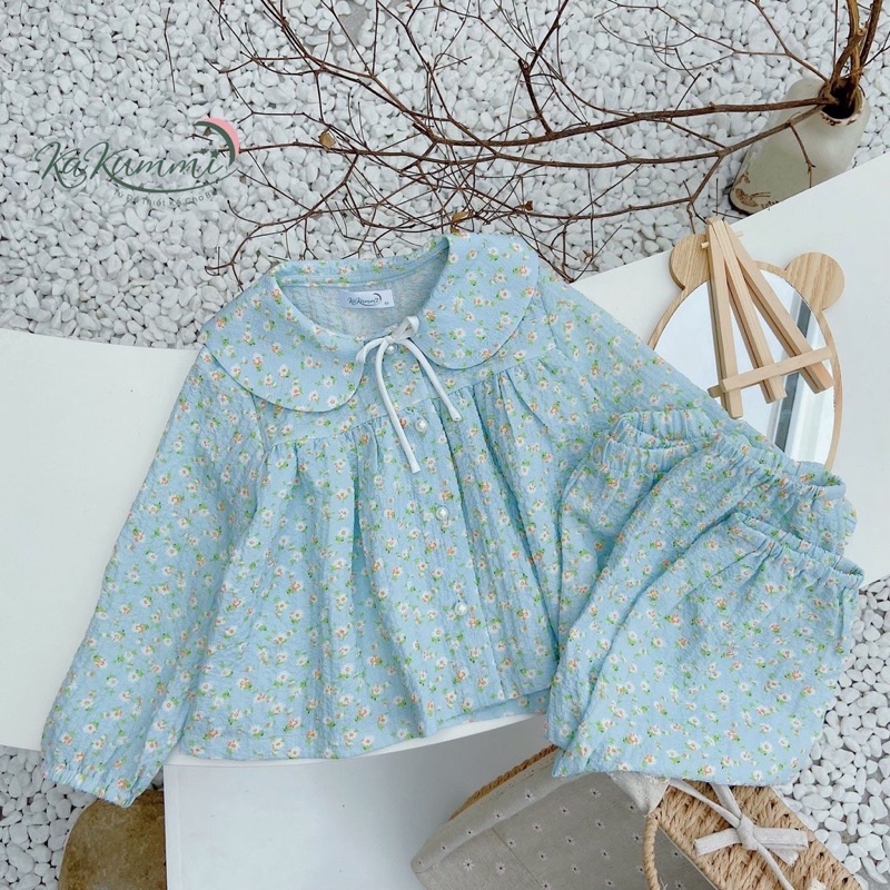 vải (tằm xốp) đũi nhăn hàn quốc hoa nhí mềm đẹp co dãn may váy bộ mùa hè siêu mềm mát