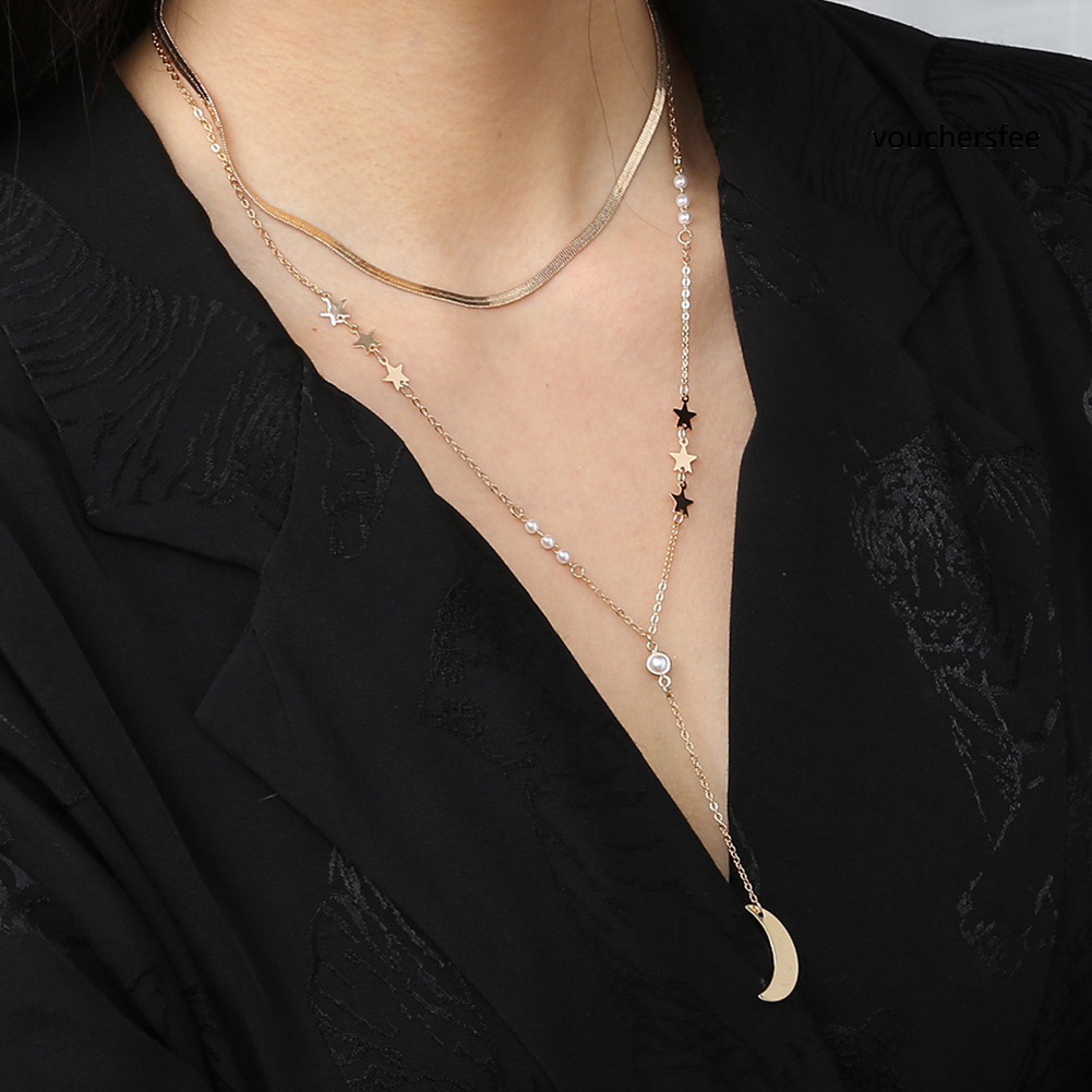 [VOU] Women Fashion 26 Letters Design Multilayer Necklace Clavicle Chain Pendant Gift