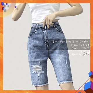 [Size 34-38] Quần Lửng Xanh Đá Rách Bigsize / Lưng Cao, Co Giãn