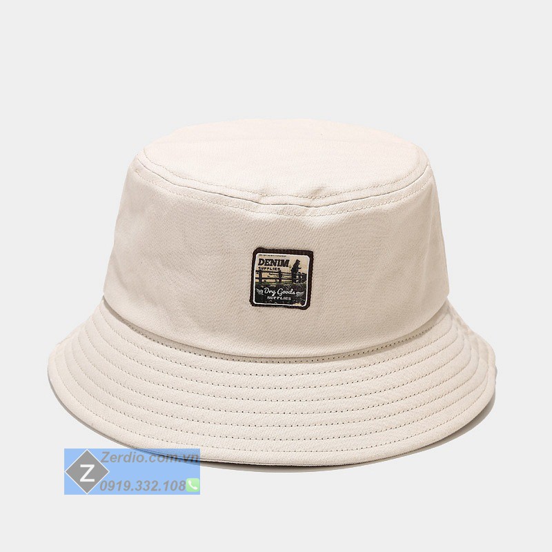Mũ bucket nam nữ DENIM đẹp, chất liệu cotton cực mát 3 màu đen, be, trắng