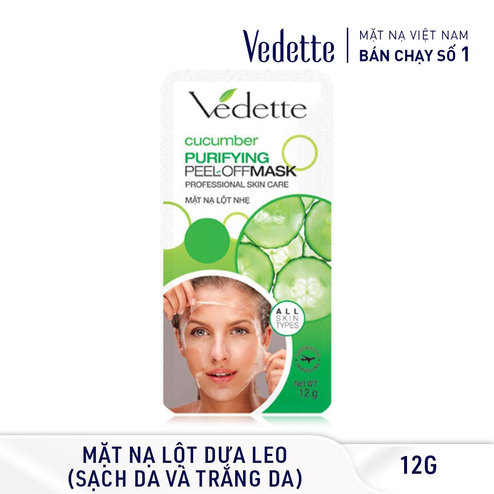 COMBO 6 MẶT NẠ LỘT NHẸ DƯA LEO 12ml-12g VEDETTE - MỊN MÀNG VÀ MỀM MẠI - TPMY161