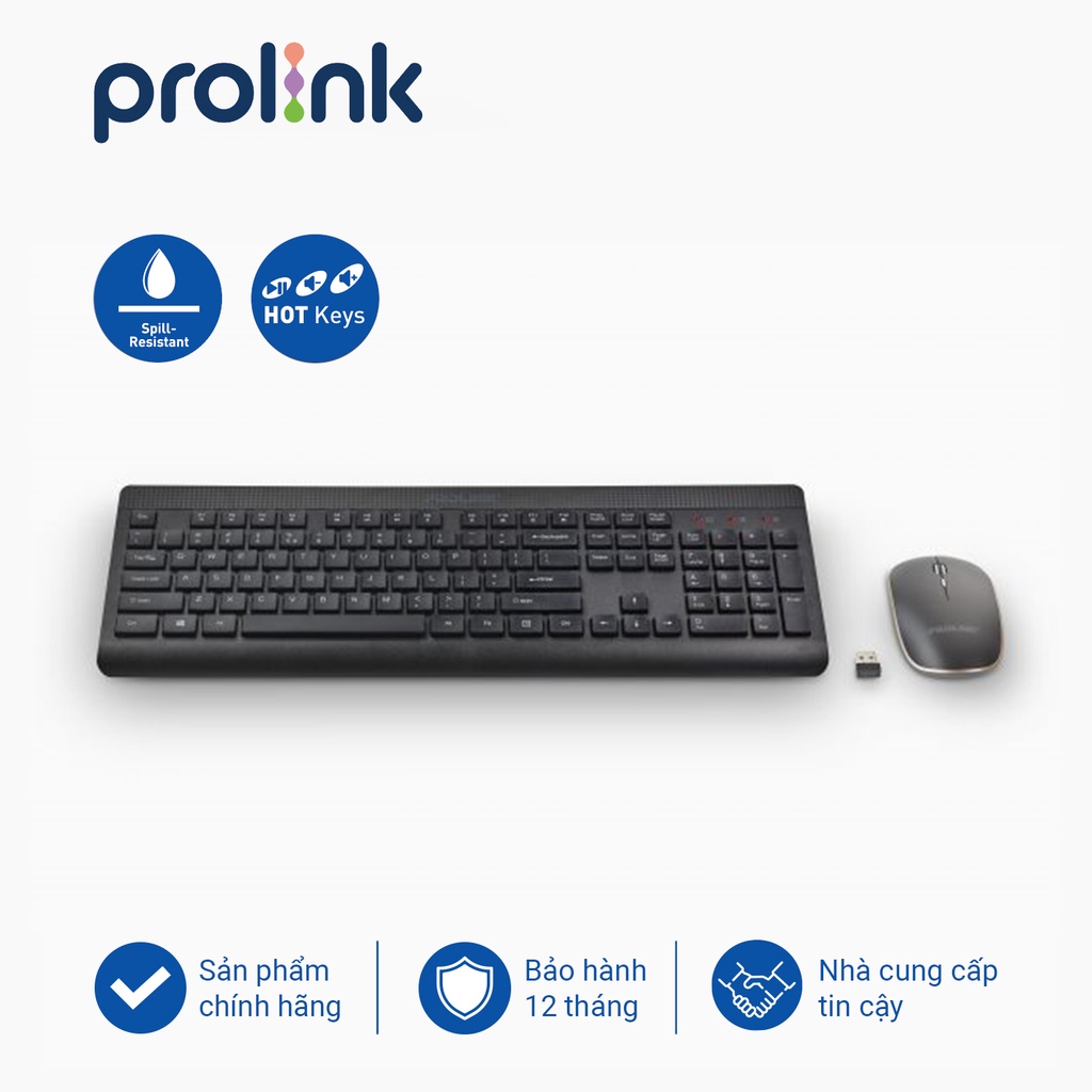[Hàng Chính Hãng] Bộ bàn phím và chuột không dây PROLINK Wireless Multimedia Desktop Combo PCWM-7003