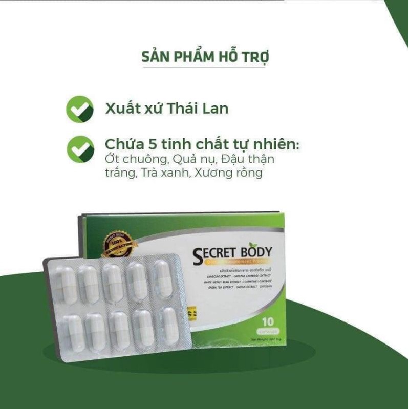 Giảm cân body secret Thái Lan 1 vỉ 10 viên