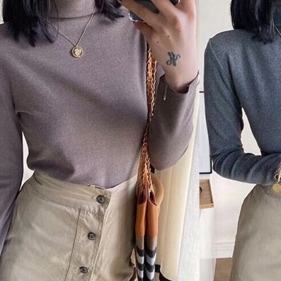 Áo Giữ Nhiệt Cổ 3 Phân Juss Miss You ,Áo Cổ Lọ Siêu Chảnh , Áo Giữ Nhiệt Lót Nỉ Xuất Nhật  (Túi Zip)