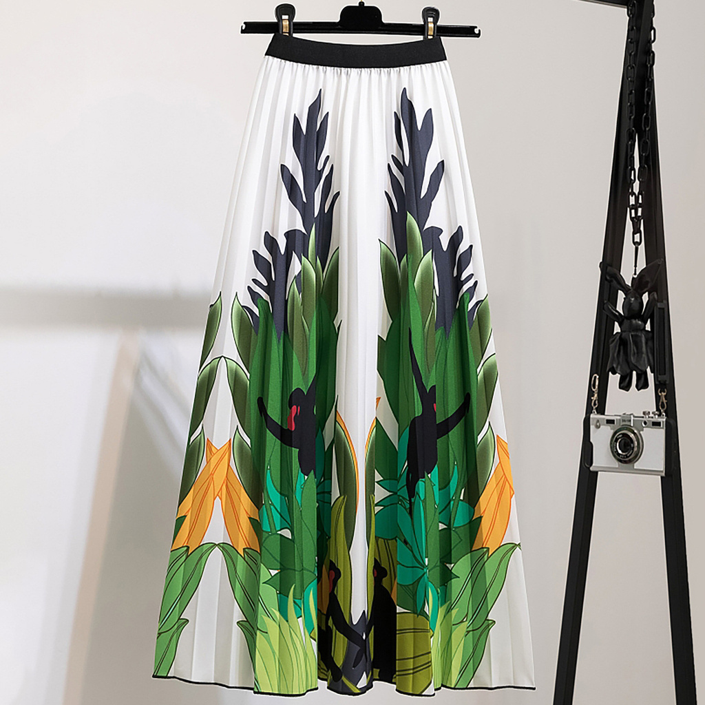 Chân Váy Dài Lưng Thun In Họa Tiết Thời Trang Cho Nữ