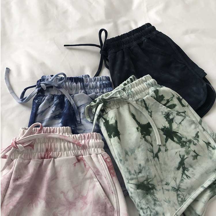Short Cộc Loang Màu Mặc Đi Ngủ Nữ Đen Rêu Xanh Hồng - Quần đùi Loang suông trơn chất thun co giãn mặc ở nhà Ulzzang