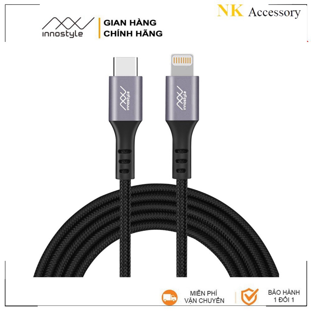 T- Cáp INNOSTYLE Duraflex USB-C to Lightning Chuẩn MFI 1.5m IPHONE/IPAD/IPOD - Hàng Chính Hãng - ICL150