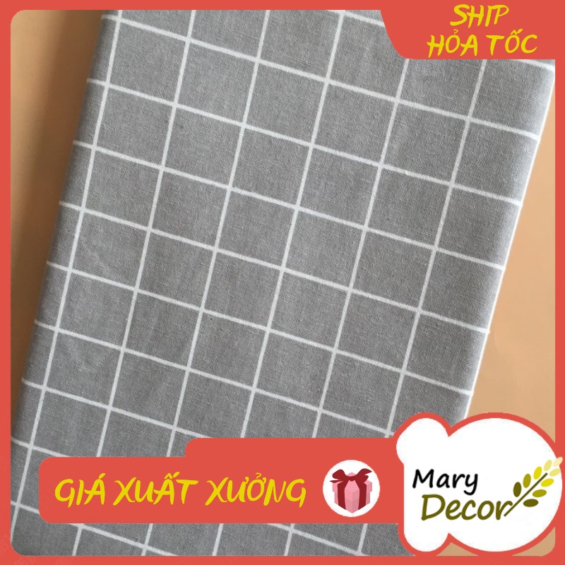 Vải linen họa tiết Caro xám V-D06
