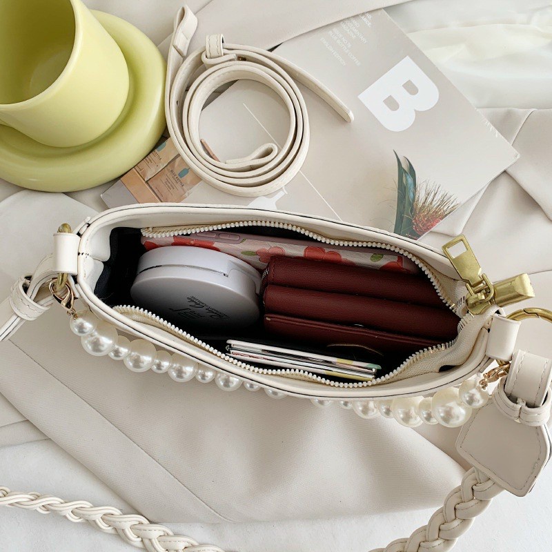 Túi đeo vai kẹp nách nữ da rắn dây ngọc phong cách trẻ trung cá tính CV74