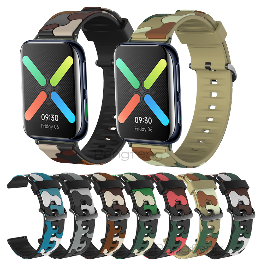 Dây Đeo Cao Su Họa Tiết Rằn Ri Cho Đồng Hồ Thông Minh OPPO watch 41mm 46mm