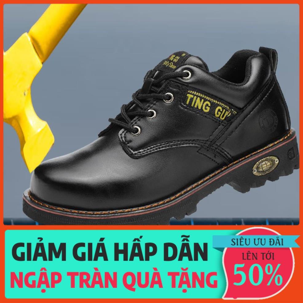 Giày Bảo Hộ Lao Động Nam Dáng Thời Trang Da Nhập Khẩu Mũi Sắt Chống Đinh Chống Nước Đi Công Trình B115 🌺