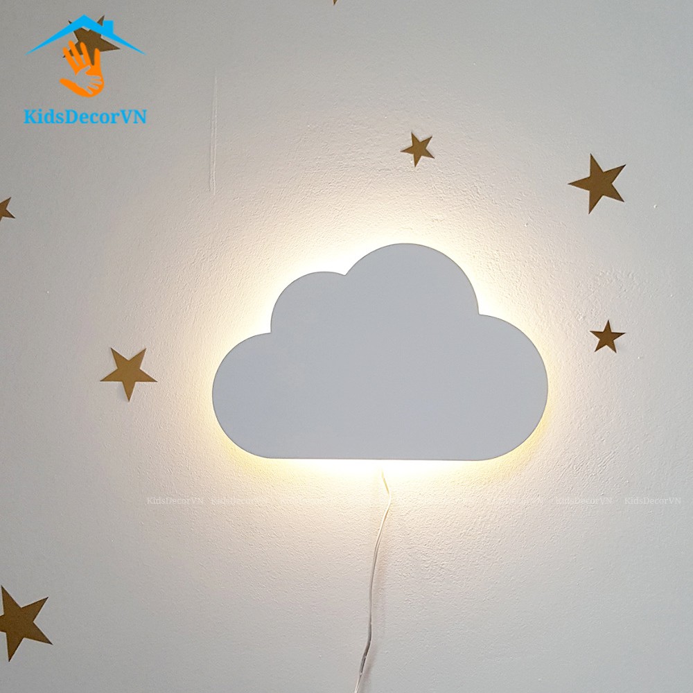 Đèn ngủ cho bé hình đám Mây cloud lamp, đèn ngủ led điều khiển từ xa treo tường trang trí phòng trẻ em kidsdecorvn