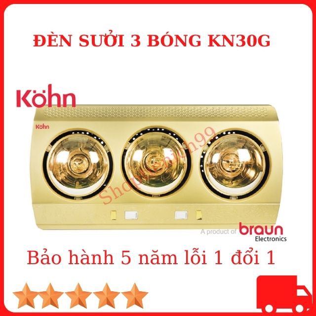 [BH 5 NĂM] Đèn Sưởi Nhà Tắm Kohn ( Đức) 3 Bóng KN03G (KP03G) Chính Hãng Siêu Bền Giá Rẻ Bảo Hành 5 Năm Bóng Hỏng 1 Đổi