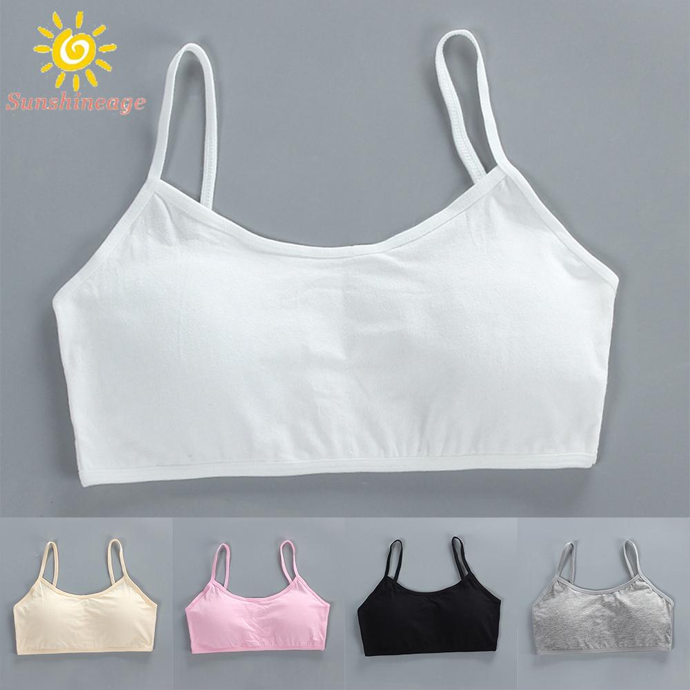 Áo Lót Crop Top Màu Trắng/Đen/Xám Thời Trang Mùa Hè Cho Bé Gái Từ 9-12 Tuổi