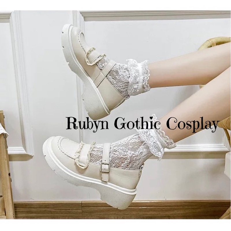 [SẴN] ✨Giày Lolita phối ren siêu xinh đế cao 5cm ( màu Trắng và Đen ) size 35 - 40