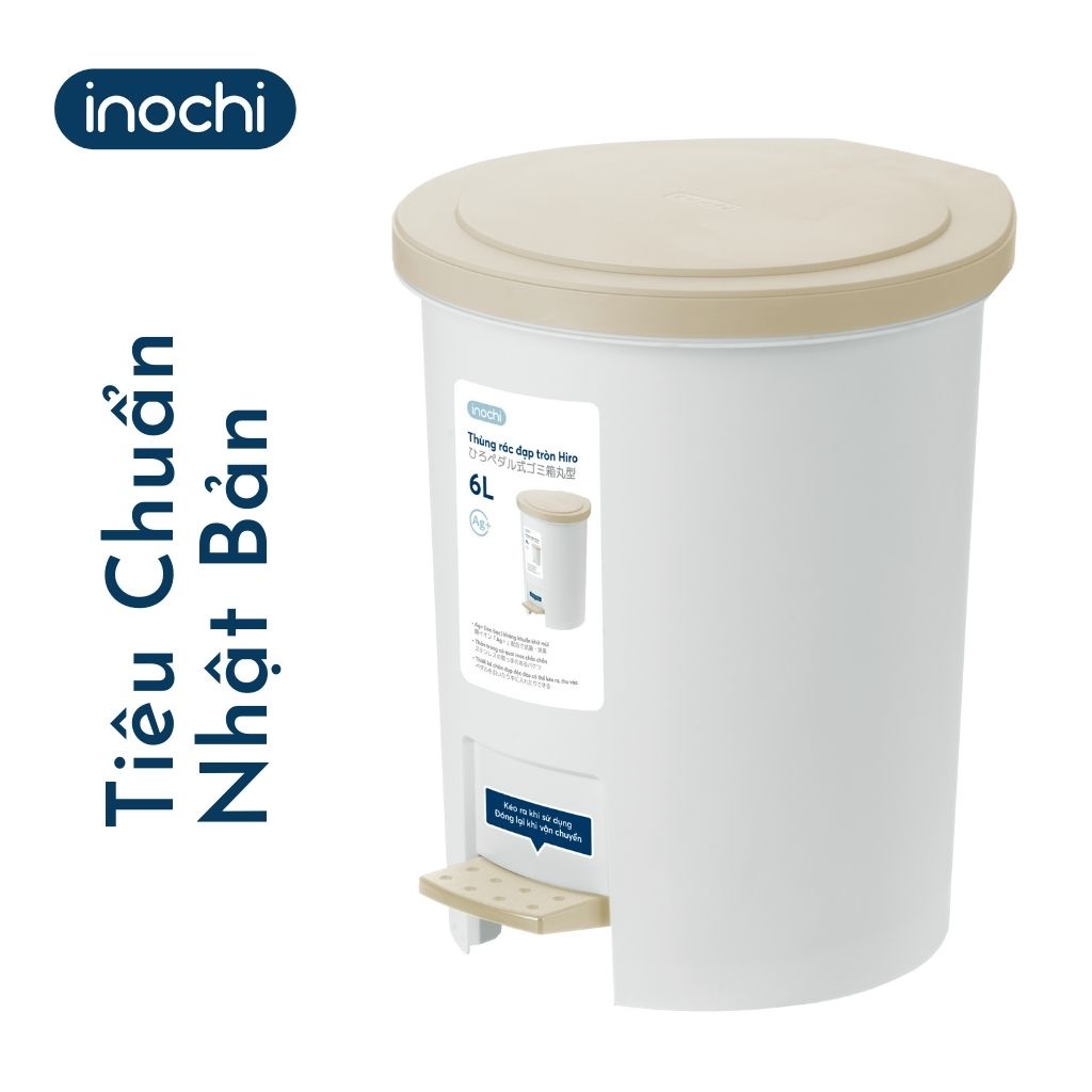 Thùng Rác Nhựa Đạp Chân INOCHI 6 Lít Nắp Đậy Tròn, Làm Sọt Rác Cho Văn Phòng, Trong Nhà, Ngoài Trời Nhỏ Gọn