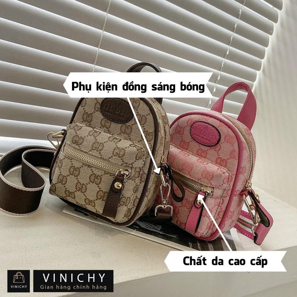 Balo nữ nhỏ, mini, đeo chéo, túi đi chơi, đi học VINICHY, da cao cấp size 14cm HA069