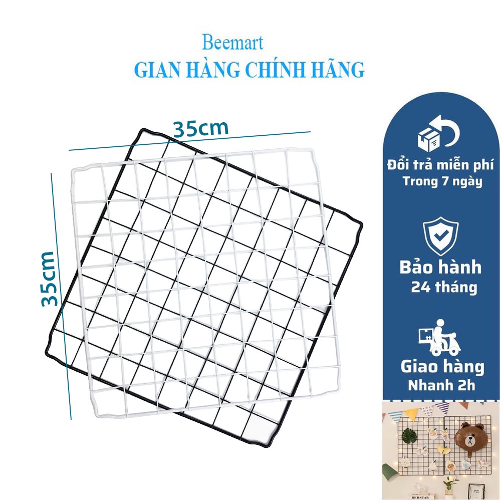 Tấm Lưới Sắt Trang Trí Treo Tường KT 35 x 35cm Sơn Tĩnh Điện Cao Cấp Độ Bền Từ 5-7 Năm Do Beemart Phân Phối