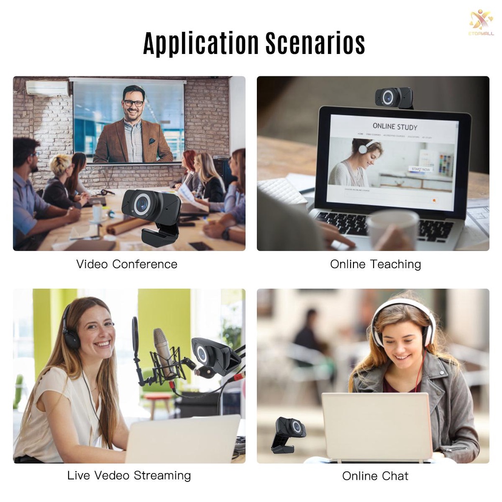 Webcam Máy Tính Hd 1080p 2 Megapixels Tự Động Lấy Nét H.264 Với Micro Có Cổng Usb | BigBuy360 - bigbuy360.vn