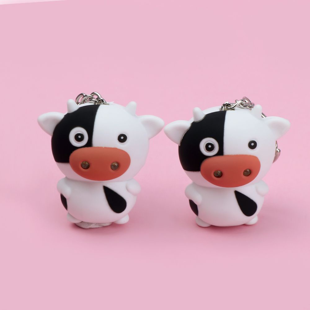 ANEMONE Móc khóa đèn LED mini hình bò sữa hoạt hình dễ mang theo thiết kế nhỏ gọn quà tặng nội địa