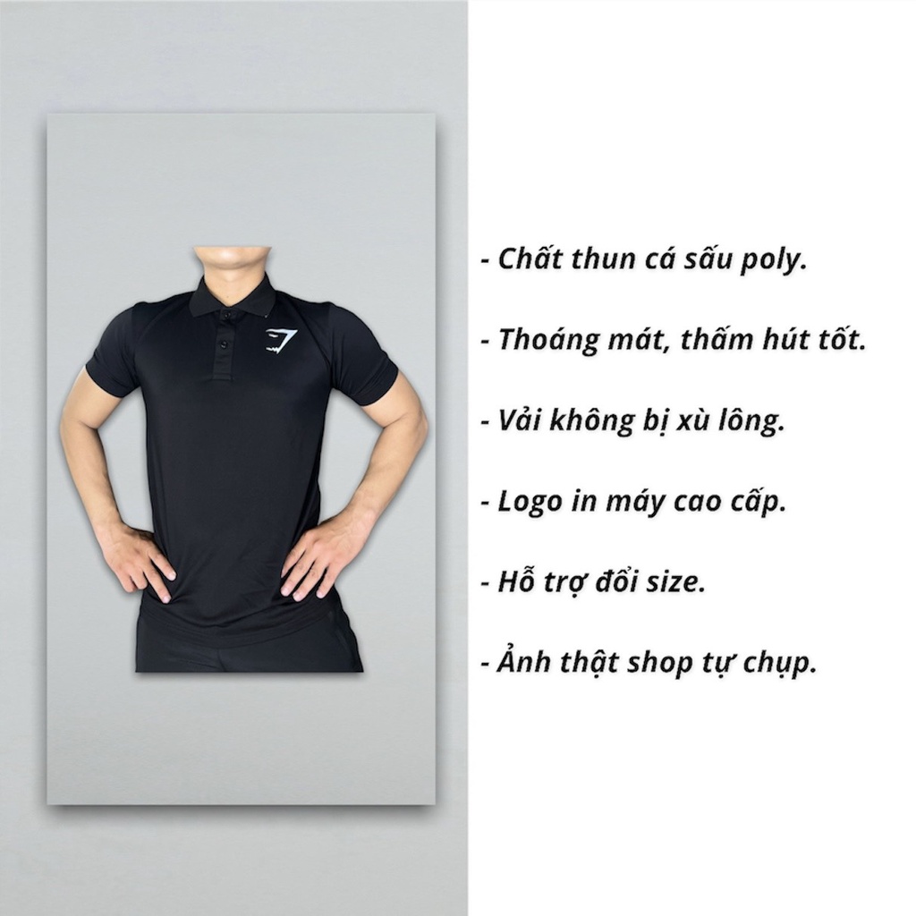 Áo polo nam tập gym DO GYM SHOP thun cá sấu thoáng mát, không xù lông