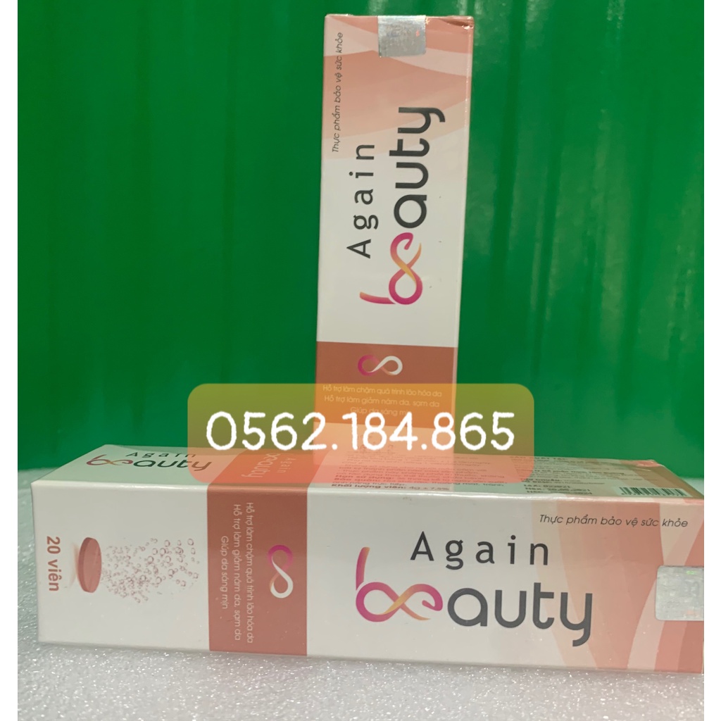 Again Beauty  Viên Sủi Làm Trắng, Trẻ Hóa Da, Mờ Nám, Chống Lão Hóa Again Beauty - Hộp 20v