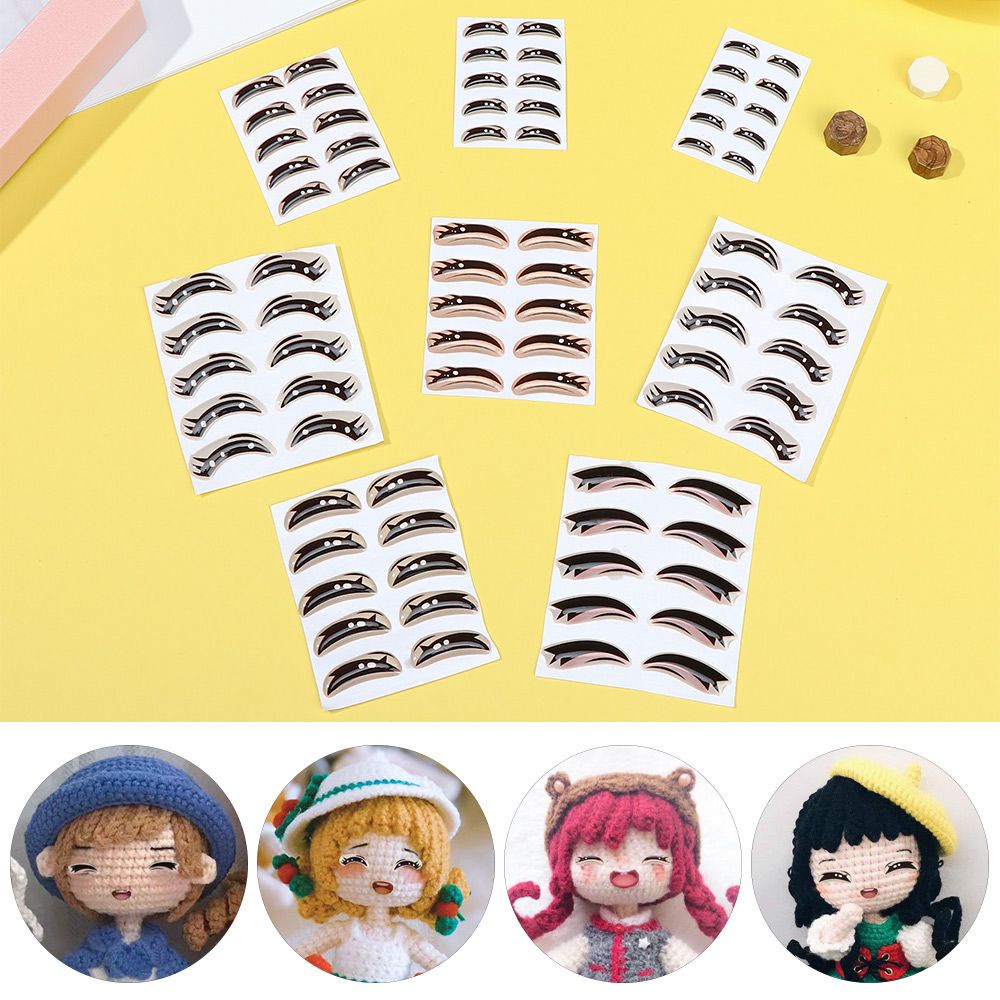 Bộ 10 cặp nhãn dán trang trí mắt búp bê hoạt hình nhiều kiểu dáng