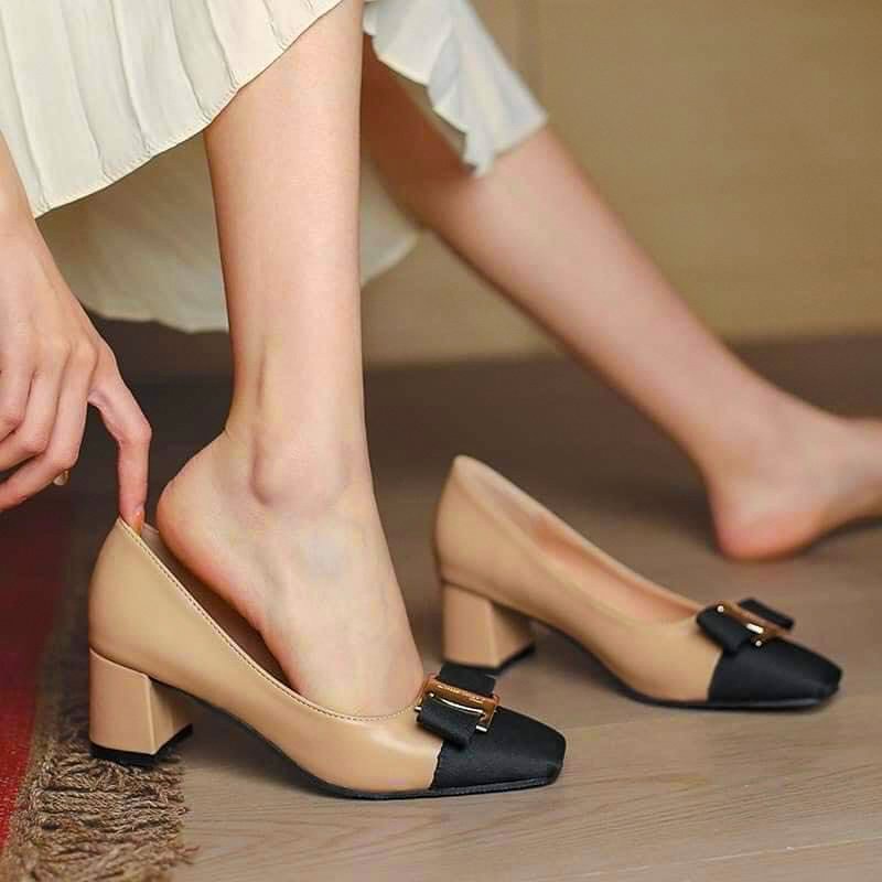 Giày cao gót công sở gót vuông 5p khóa nhập SVT cao cấp GUUEM GCL121