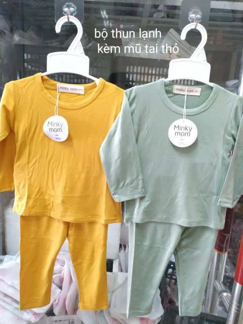 Bộ Cotton Lạnh Kèm Mũ Tai Thỏ Cute Cho Bé | BigBuy360 - bigbuy360.vn