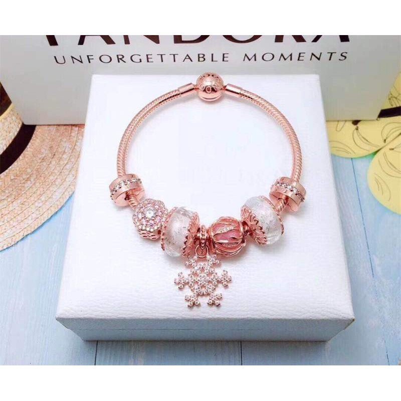 Vòng Tay pandora_sliver s925 As031 as68 am485 Màu Vàng Hồng Mới