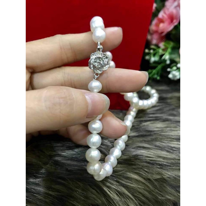 Bộ trang sức trai thật nước ngọt khóa bạc 925 gồm 3 món đã có hộp, giấy kiểm định, có bán lẻ món