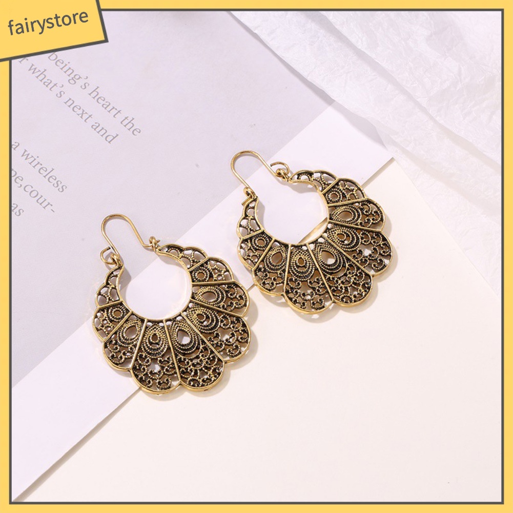 Bông tai hình hoa rỗng phong cách vintage thời trang nữ