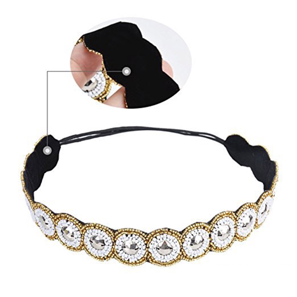 Băng Đô Cài Tóc Co Giãn Đính Đá Phong Cách Bohemian Thời Trang Cho Nữ