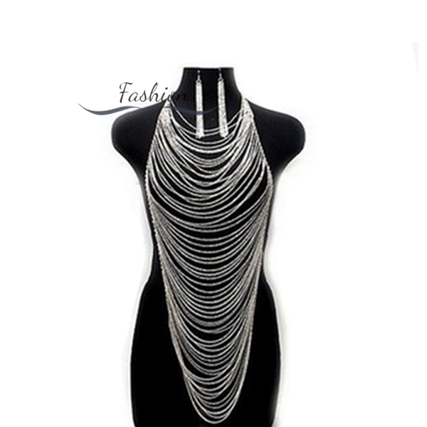 Set dây chuyền và đôi khuyên tai dáng dài bằng hợp kim phong cách thời trang cá tính dành cho nữ