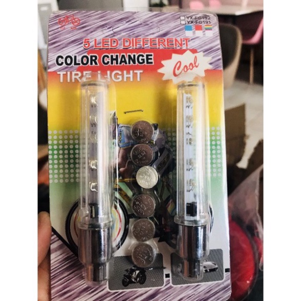 Đèn van xe đạp DX19 gắn van xe 7 bóng led có chữ