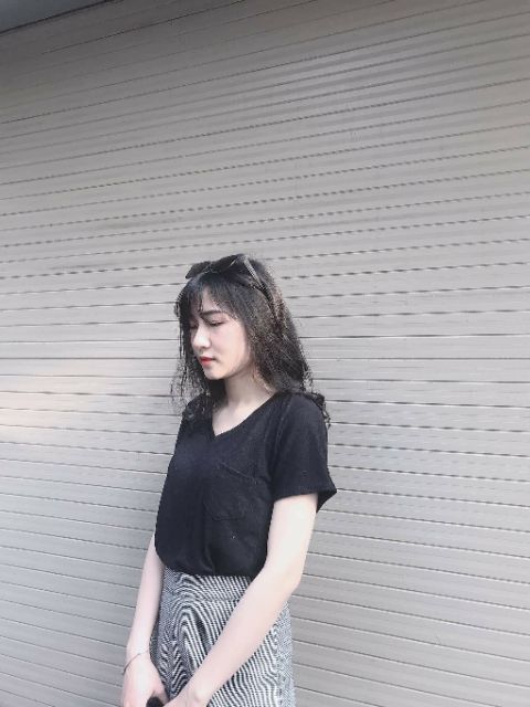 ÁO PULL CỘC TAY CỔ TIM XUẤT