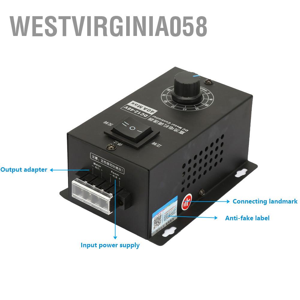Westvirginia058 DC 12V~48V 40A Brush Motor Governor Speed Control Module Electric Controller