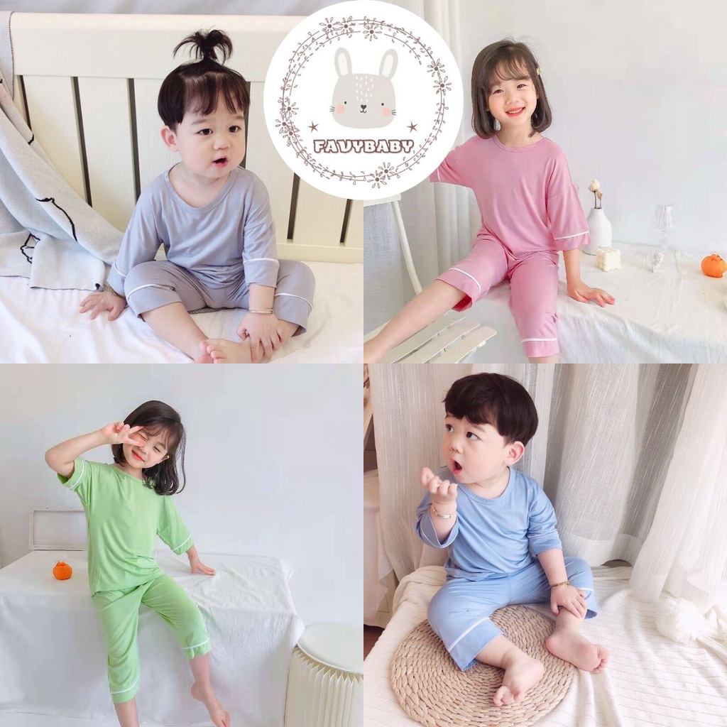 Đồ Bộ Tay Lửng MINKY MOM Chính Hãng Thun Lạnh Bé Trai Bé Gái Bo Viền Thoải Mái Cho Trẻ 0 1 2 3 4 5 Tuổi - Favybaby