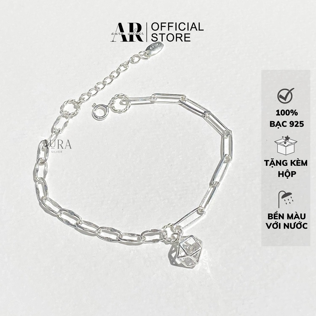Lắc tay bạc nữ Aura, vòng tay xích Hexagon cá tính-AURASILVER-LT11