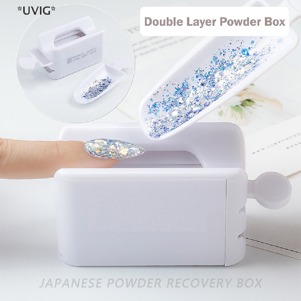 [[UVIG]] Double Layer French Powder Box Recycled Nail Powder Storage Box Portable Box [Hot Sell]