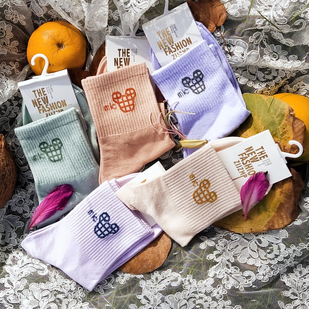 Tất/vớ nữ thời trang phong cách hàn quốc, nhiều màu họa tiết nổi bật, cotton