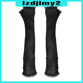 Romanful NỮ LACE WEB GLOVES DÀI HALLOWEEN GOTHIC MITTENS