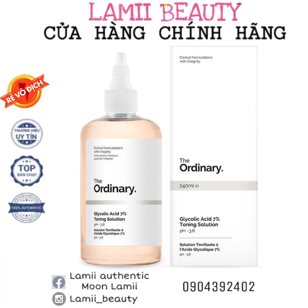 CÓ BILL - Nước hoa hồng/ nước cân bằng da The ORDINARY GLYCOLIC ACID 7% TONING SOLUTION